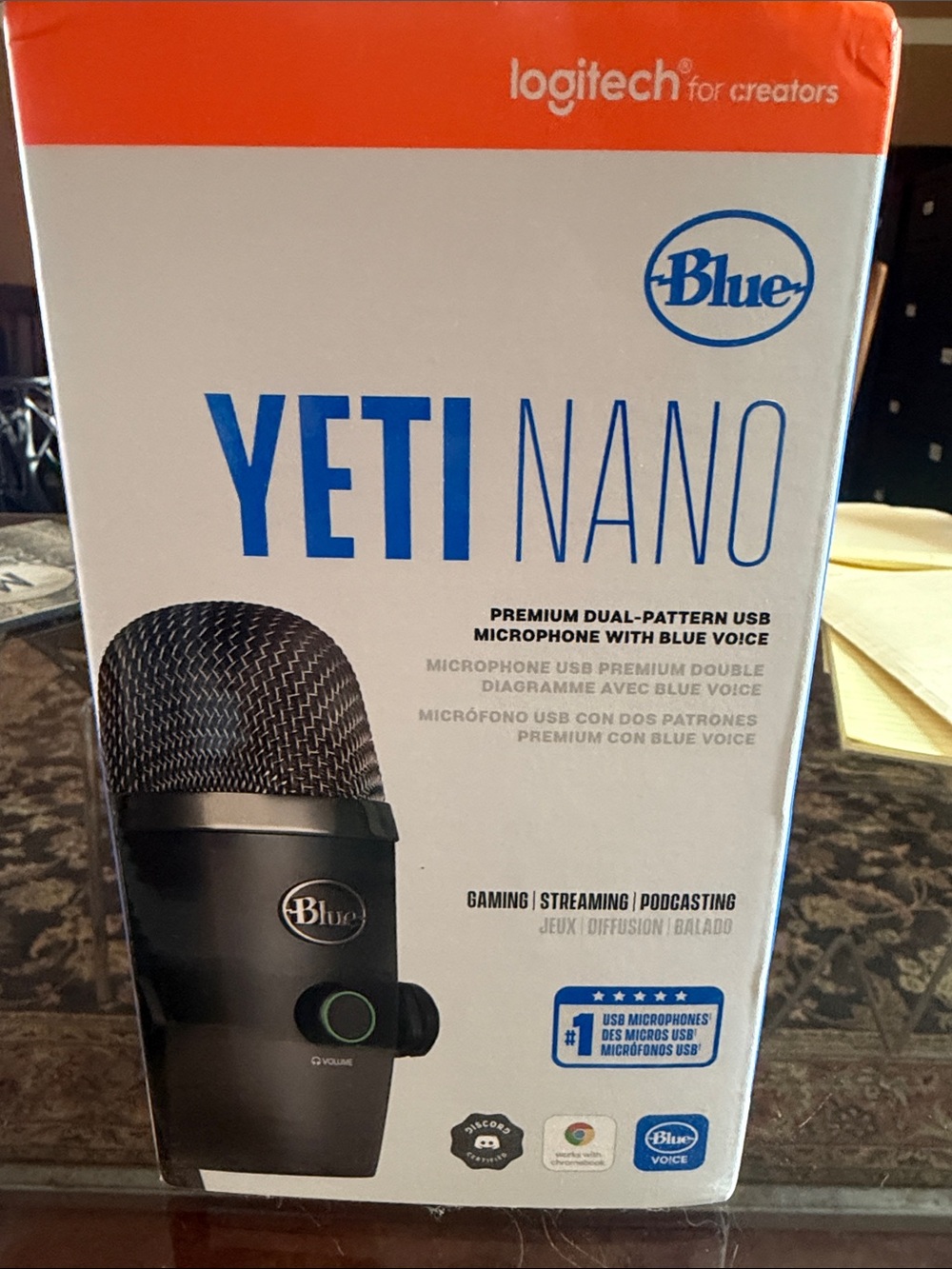 Logitech Blue Yeti Nano USB Microphone — Black with Blue and Green Accents- NIB